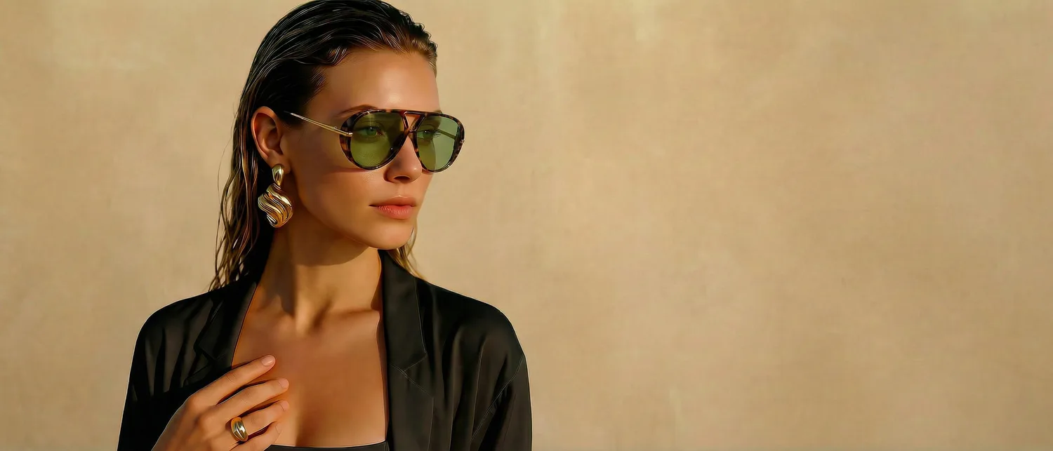 Modelo usando oculos de sol